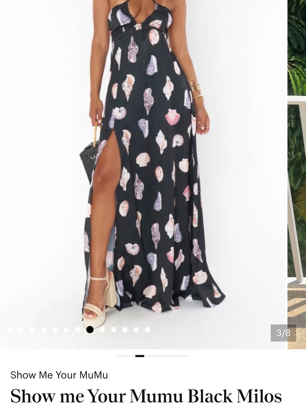 Show Me Your MuMu Black Shell-Print Halter Maxi Dress